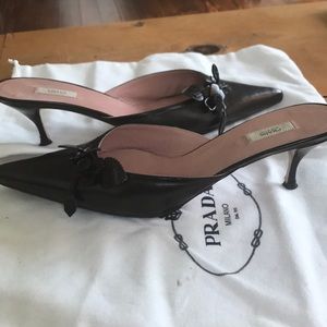 Prada leather low heel mule